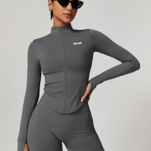 Seamless Full Zip Jacket Grey