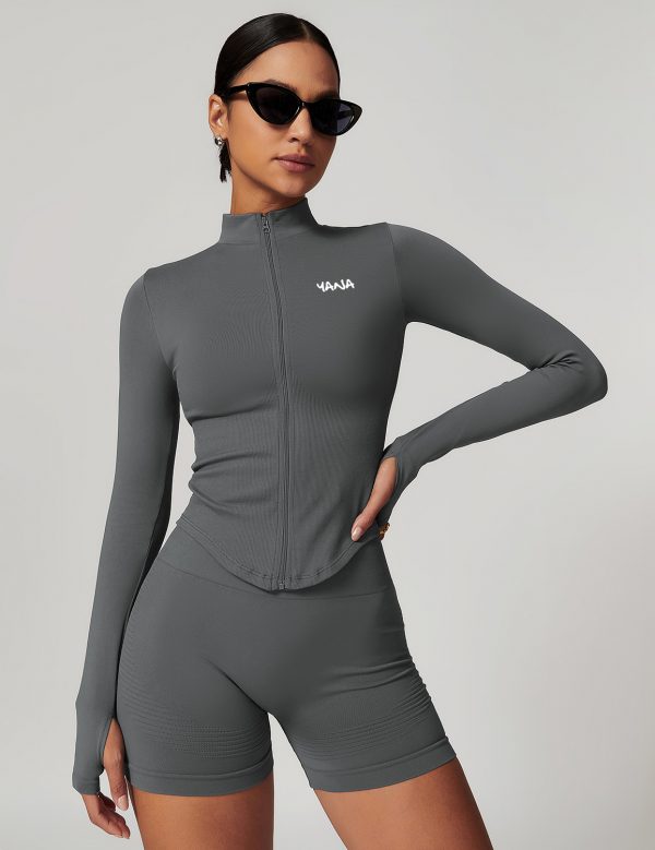 Seamless Full Zip Jacket Grey