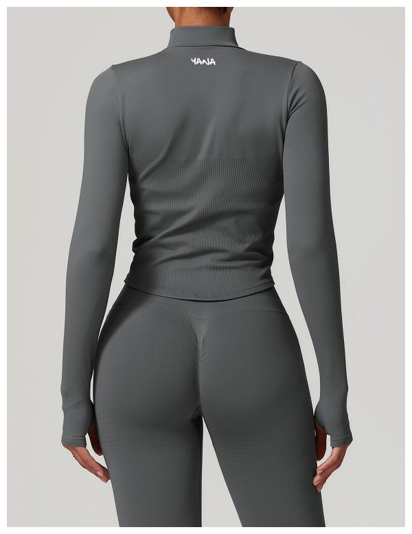 Seamless Full Zip Jacket Grey - Image 4