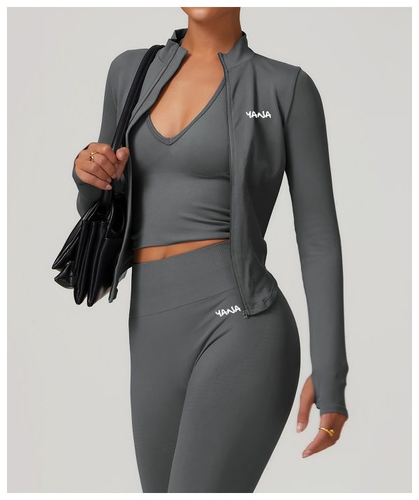 Seamless Full Zip Jacket Grey - Image 5