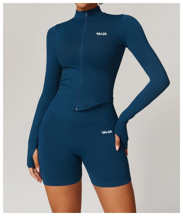 Seamless full zip jacket blue