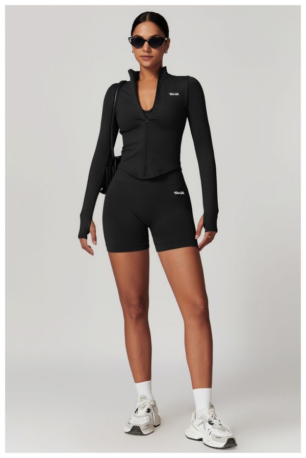 Seamless Full zip Jacket Black - Image 10